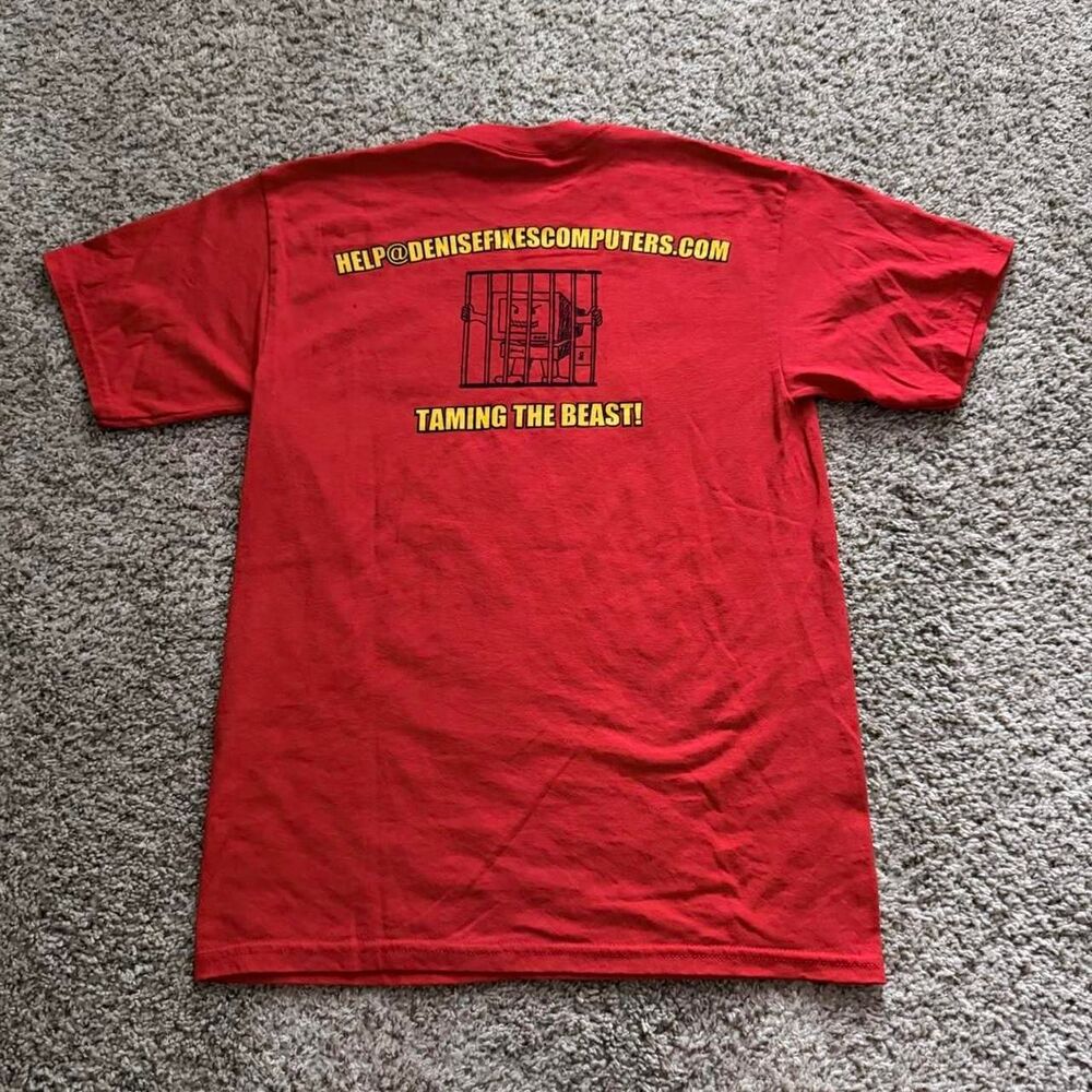 Vintage Computer Tech T Shirt Medium Red Funny IT Graphic Geek Tee